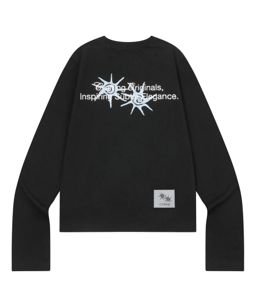 LONECK BACK LETTERING LONG SLEEVE TEE - 3 COLORS BLACK