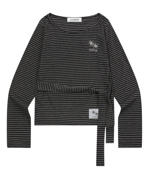 STRAP STRIPE LONG SLEEVE TEE - 2 COLORS BLACK
