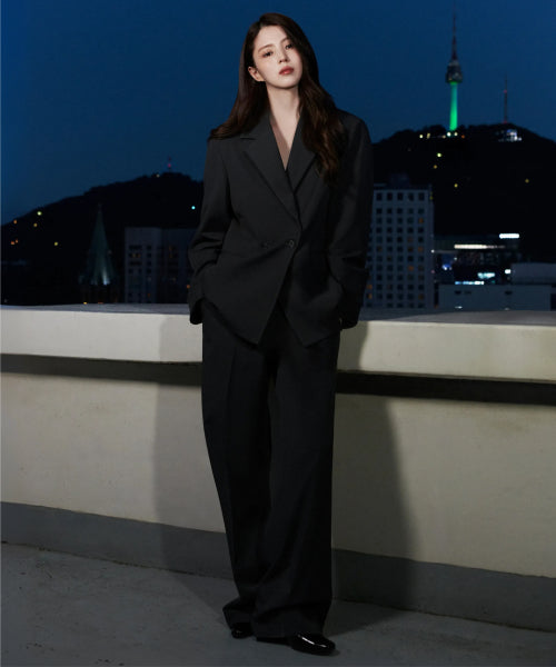 WOMENS WIDE HIDDEN BANDING SLACKS #韓韶禧同款! - 4 COLORS GREY