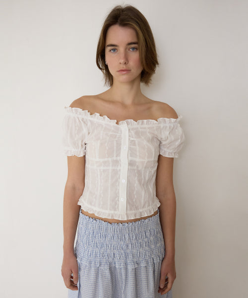 A 2-WAY RUFFLE BLOUSE WHITE