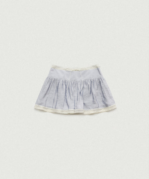RILEY SHIRRING LACE TRIM SKIRT BLUE