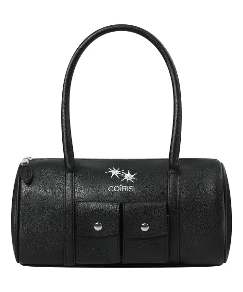 POCKET LEATHER SHOULDER BAG - 2 COLORS BLACK