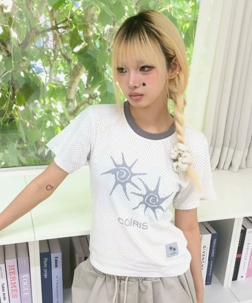 SOLUNA DOT CONTRAST SHORT SLEEVE TEE - 5 COLORS BLACK