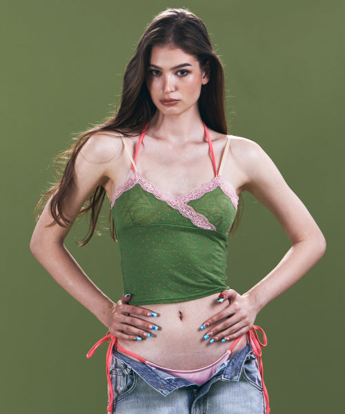PLEASENOFOLLOW FLORA LACE SLEEVELESS TOP - 9 COLORS GREEN
