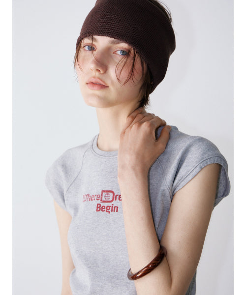 [2ND] CAP SLEEVE LETTERING T-S - 2 COLORS MELANGE GREY