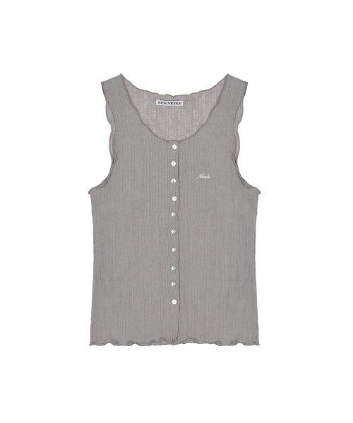 WAVE BUTTON SLEEVELESS TOP - 4 COLORS GREY