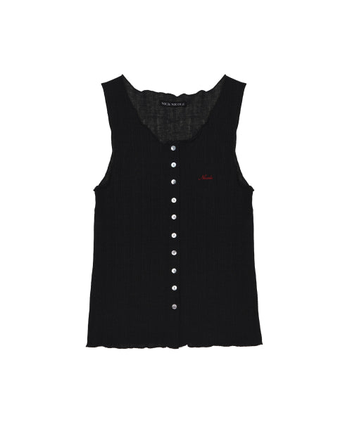 WAVE BUTTON SLEEVELESS TOP - 4 COLORS BLACK