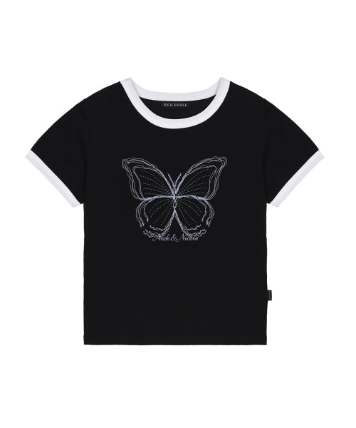 BUTTERFLY GRAPHIC RINGER TOP #徐睿知同款! - 4 COLORS BLACK