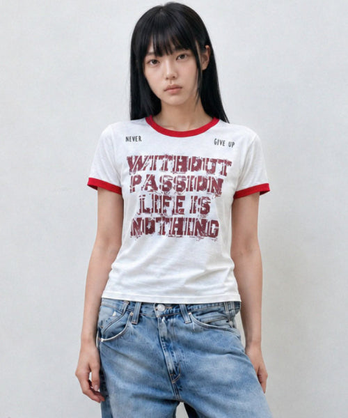 TEE LETTERING RINGER T-SHIRT - 3 COLORS RED