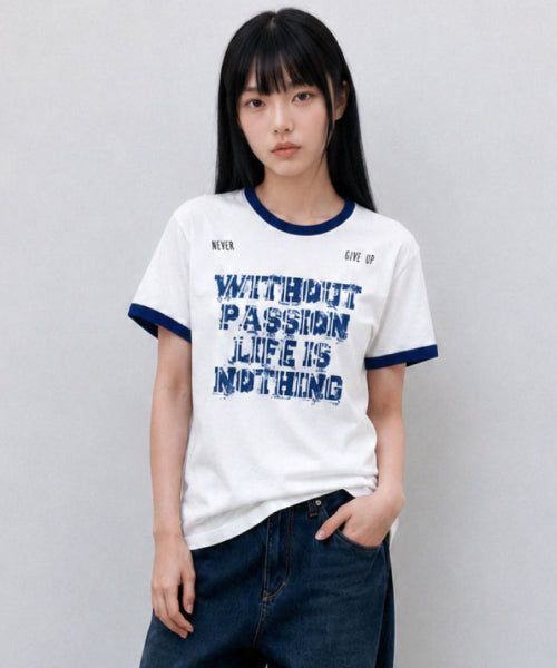 TEE LETTERING RINGER T-SHIRT - 3 COLORS NAVY