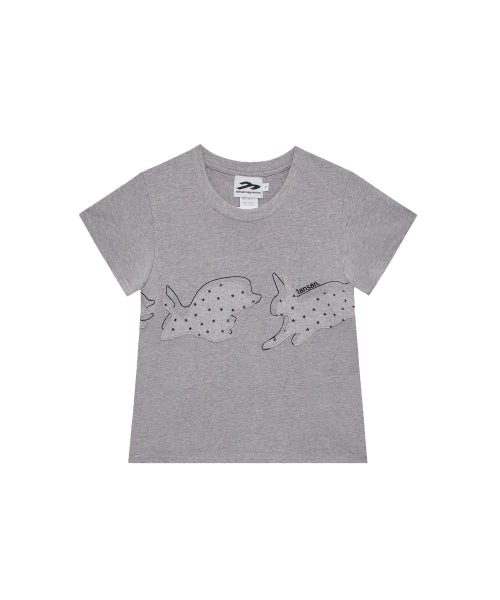RABBIT APPLIQUE TEE - 2 COLORS GREY