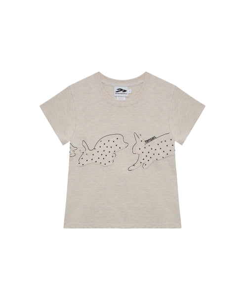 RABBIT APPLIQUE TEE - 2 COLORS IVORY