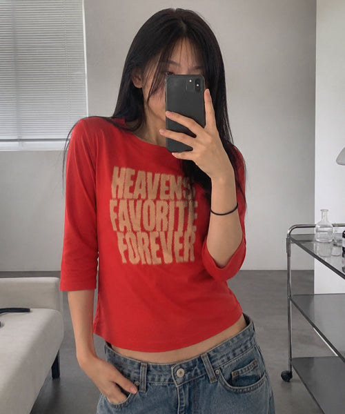 HALFTONE LETTERING 3/4 SLEEVE T-SHIRT - 3 COLORS RED