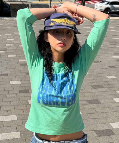 HALFTONE LETTERING 3/4 SLEEVE T-SHIRT - 3 COLORS MINT