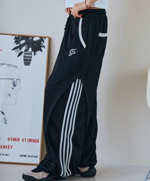 CURVED LINE TRACK PANTS - 2 COLORS BLACK