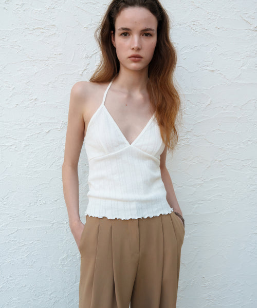ODS ESSENTIAL EYELET HALTER TOP - 3 COLORS IVORY