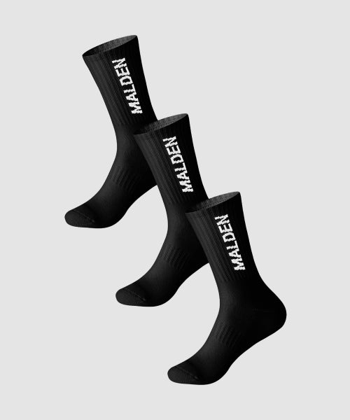 3-PACK LETTERING CREW SOCKS - 2 COLORS BLACK