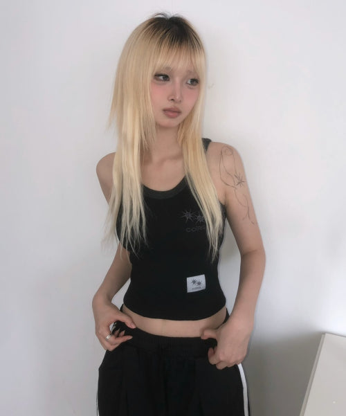 LORA SMALL LOGO CONTRAST SLEEVELESS - 2 COLORS BLACK