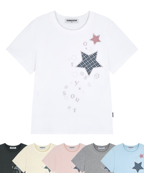 CHECK TWO STAR TEE - 6 COLORS AS SHOWN