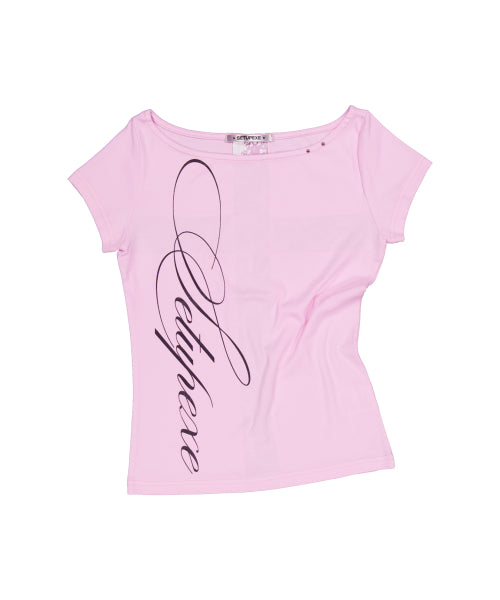 LACE CROSS T-SHIRT / PINK PINK