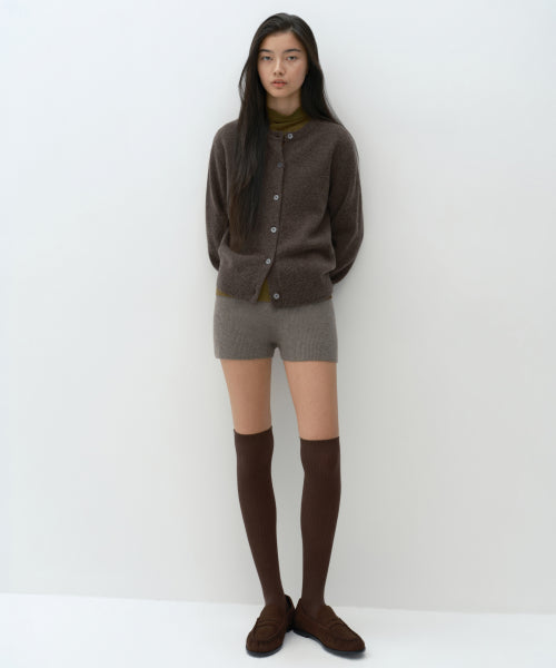 WOMENS MINIMAL RIBBED KNIT SHORTS #韓韶禧同款! - 3 COLORS TAUPE