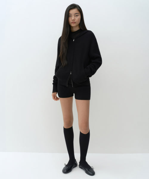 WOMENS MINIMAL RIBBED KNIT SHORTS #韓韶禧同款! - 3 COLORS BLACK