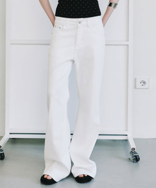 VINTAGE WASH BOOTCUT DENIM PANTS #徐睿知同款! - 2 COLORS IVORY