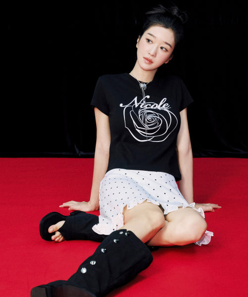 DOT RUFFLE MIDI SKIRT #徐睿知同款! IVORY