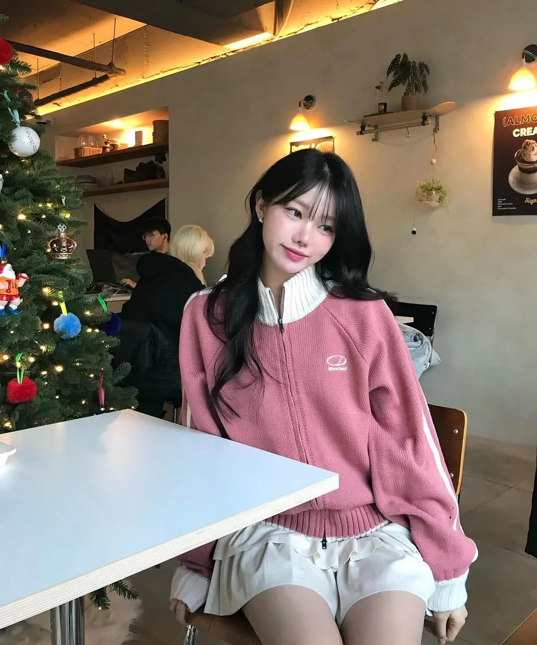 SPORTY TRACK SEMI-CROP KNIT ZIP-UP - PINK