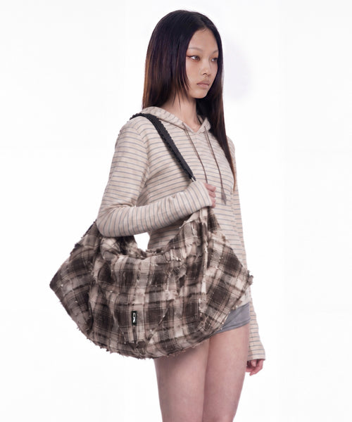 NOIR CHECK SHOULDER BAG - 3 COLORS BROWN