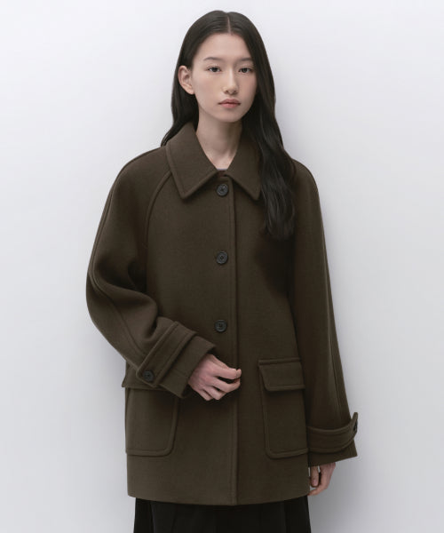 WOMENS CASHMERE BLEND HALF BALMACAAN COAT #韓韶禧同款! - 6 COLORS BROWN