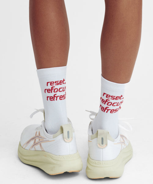 FLOW RUNNING CREW SOCKS - 5 COLORS WHITE