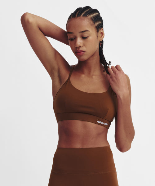 CROSS STRAP BRA TOP - 4 COLORS BROWN