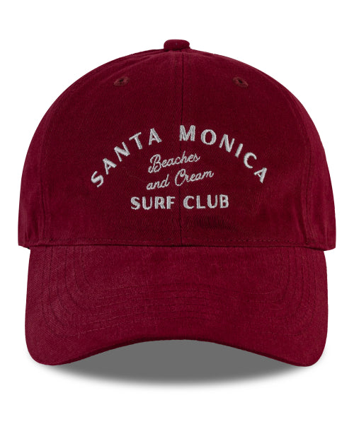 SANTA MONICA COTTON BALL CAP-RED - 12 COLORS WINE