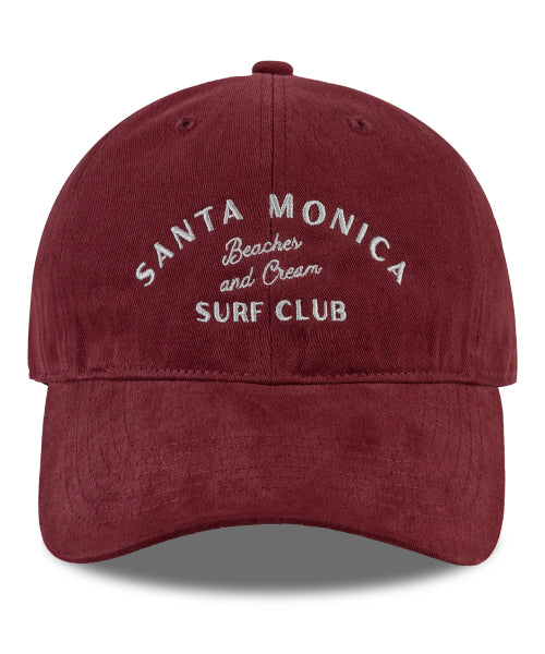 SANTA MONICA COTTON BALL CAP-RED - 12 COLORS BURGUNDY
