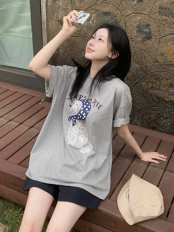 PUPPY PRINT SHORT SLEEVE TEE - 2 COLORS