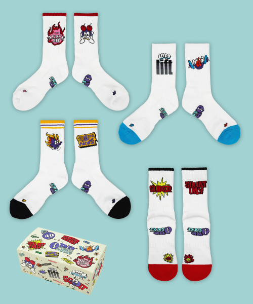 4-PACK CUSHIONING GYM CREW SOCKS GIFT SET AS SHOWN