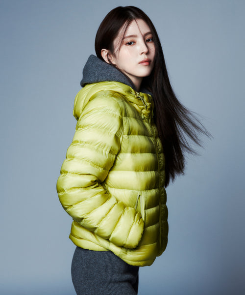 WOMENS SHEER HOODED LIGHT DOWN JACKET #韓韶禧同款! - 8 COLORS YELLOW