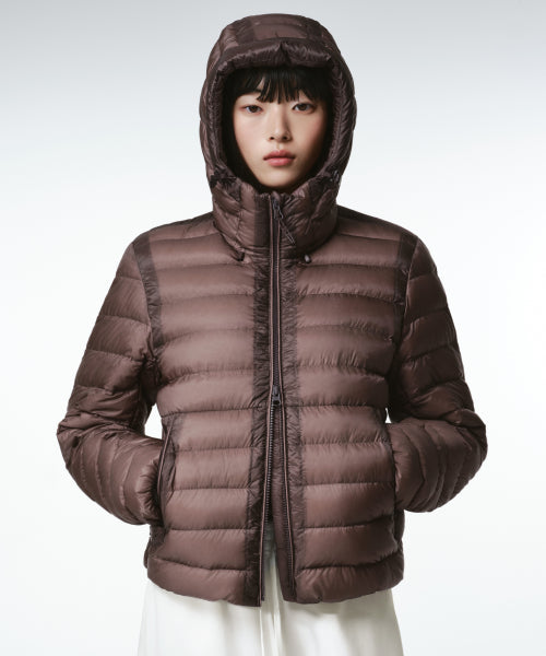 WOMENS SHEER HOODED LIGHT DOWN JACKET #韓韶禧同款! - 8 COLORS RED