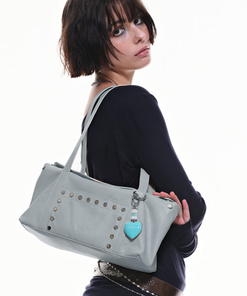 FLAT STUD SHOULDER BAG - 5 COLORS BLUE