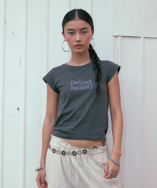BRUSHED STITCH POINT PETIT T SHIRT - 3 COLORS CHARCOAL