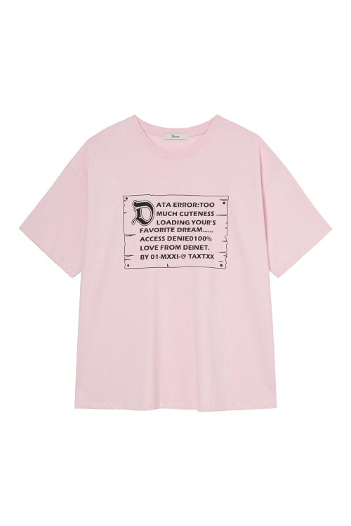 D LETTERING GRAPHIC OVERSIZED T SHIRT - 5 COLORS PINK