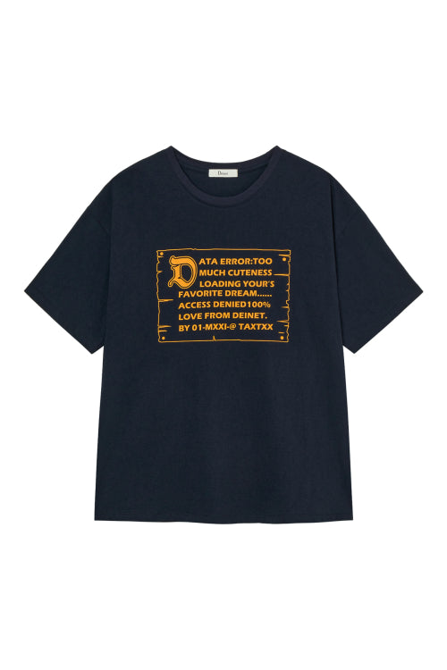 D LETTERING GRAPHIC OVERSIZED T SHIRT - 5 COLORS NAVY