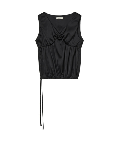 SATIN SHIRRING SLEEVELESS - 2 COLORS BLACK