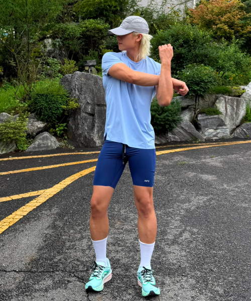 CARGO SHELL COMPRESSION RUNNING HALF TIGHTS - 3 COLORS BLUE