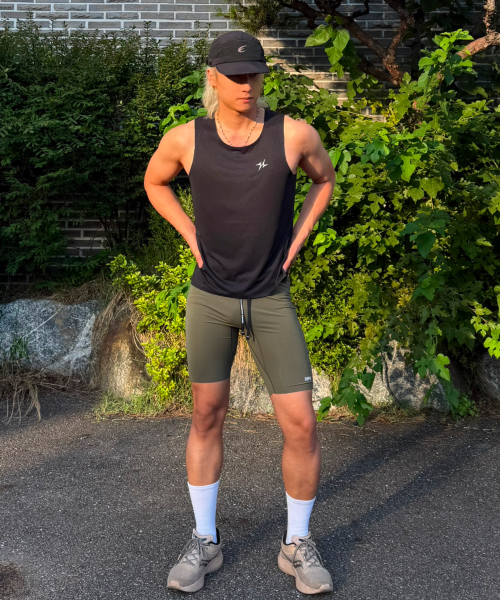 CARGO SHELL COMPRESSION RUNNING HALF TIGHTS - 3 COLORS KHAKI