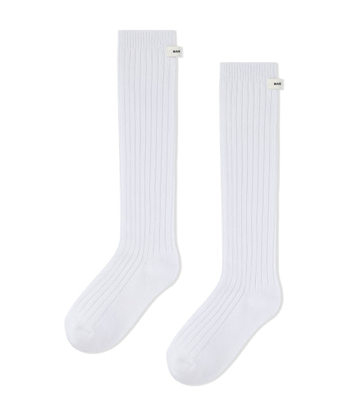W BASIC SOFT MIDDLE SOCKS - 3 COLORS WHITE