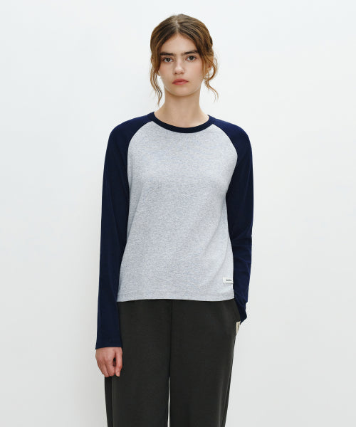 W BASIC RAGLAN LONG SLEEVE HEATHER - 2 COLORS GREY