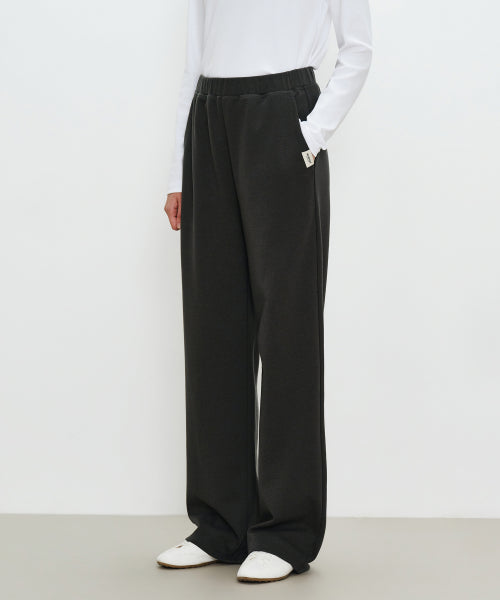 W BASIC FOLD OVER SWEAT PANTS - 2 COLORS CHARCOAL