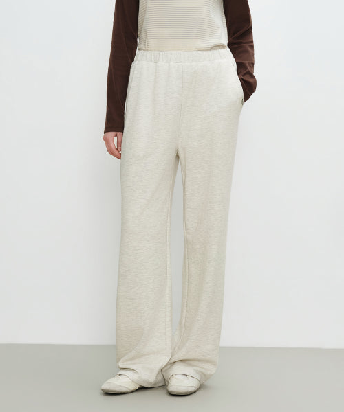 W BASIC FOLD OVER SWEAT PANTS - 2 COLORS OATMEAL